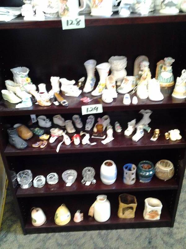 Contents Of 4 Shelves, Miniatures, Shoes, Collectibles, Knick-Knacks