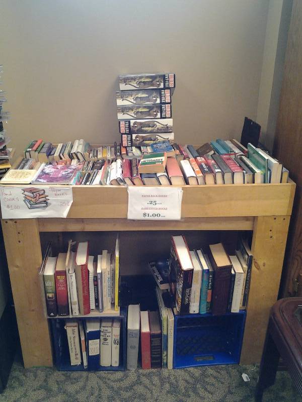 Wood Table Full Of Books