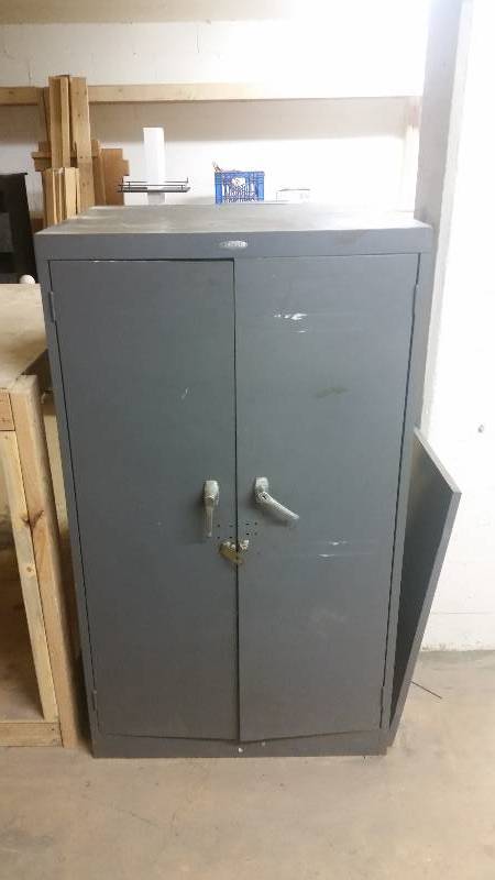 2 Door Metal Cabinet With Contents 30x27x53