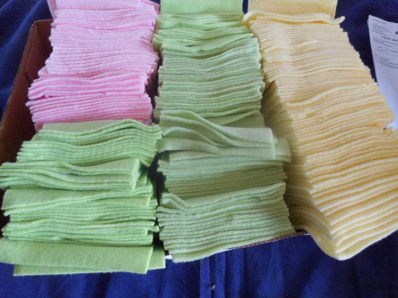 BOX OF FLEECE CRAFTING PIECES