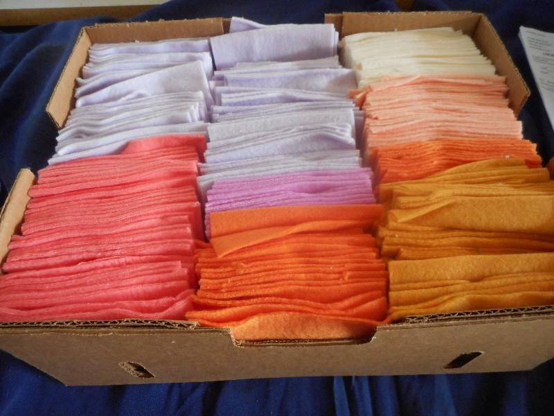 BOX OF FLEECE CRAFTING PIECES