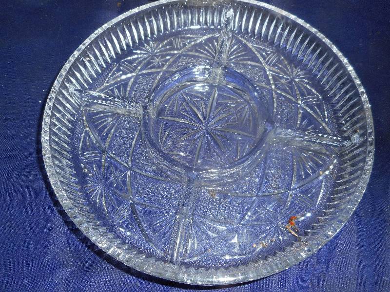 2 CRYSTAL RELISH DISHES