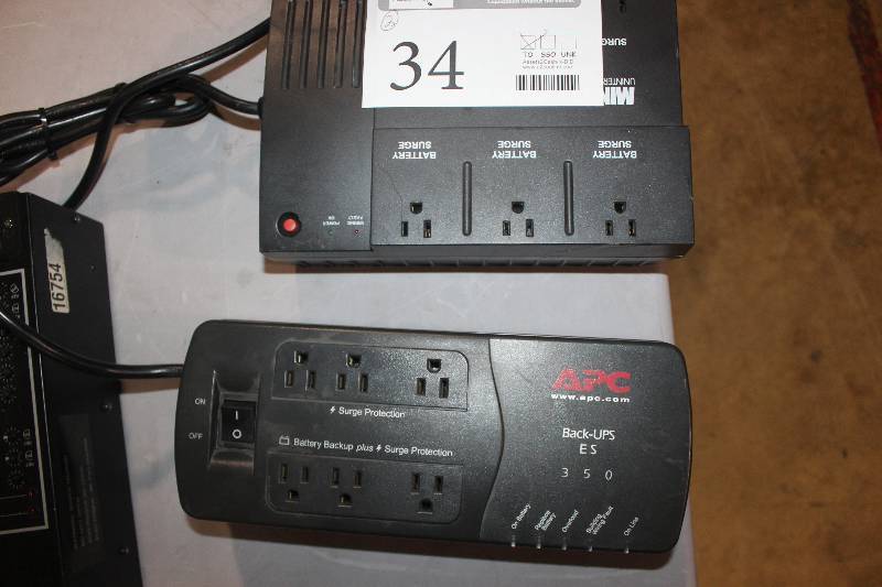 lot 34 image: Lot of (2) Back up Power Supply Including 1) APC Back-UPS ES 350 AND 1) Minuteman 525