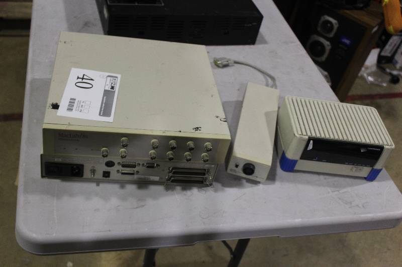 lot 40 image: Lot of (4) Electronic Equipment Including 1) Lantronix ETS16PS Switch AND 1) MacLab BIO Amp St. Olaf College Biology #2140 AND 2) MacLab 8s ADInstruments