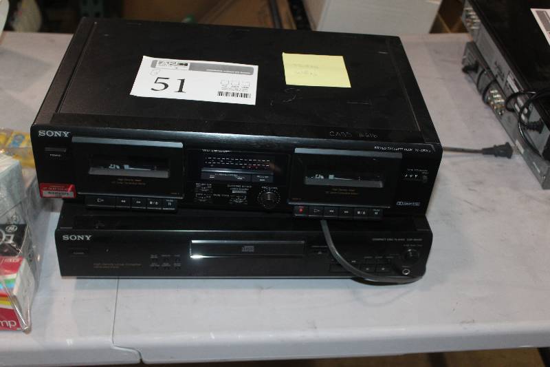 lot 51 image: Lot of (2) Electronic Equipment Including 1) Sony Stereo Cassette Deck AND 1) Sony Compact Disc Player
