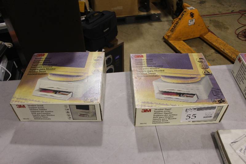 lot 55 image: Lot of (2) 3M Monitor Stands in Box