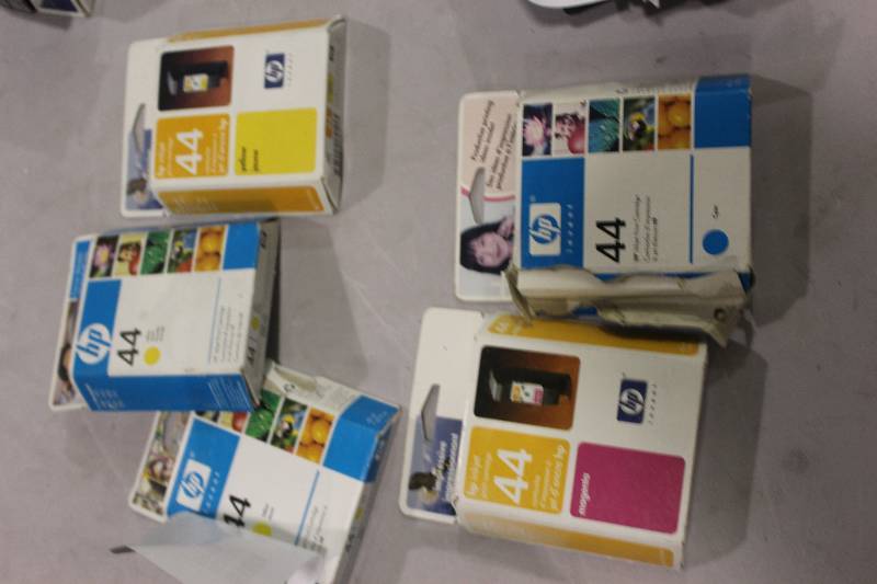 lot 104 image: Lot of (5) HP 44 Ink Cartridges Including 3) Yellow AND 1) Cyan AND 1) Magenta