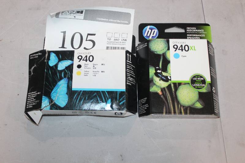 lot 105 image: HP 940,940XL BlackYellowCyan Ink Cartridges