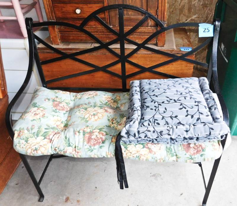 metal garden bench 2 seat cushions