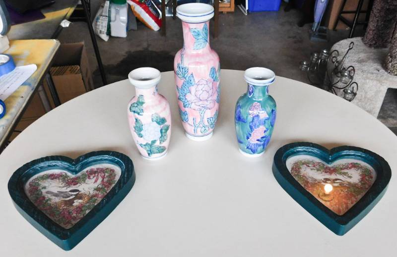 asian vases and heart frames
