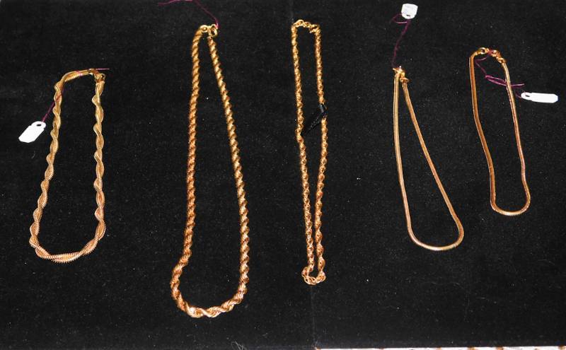 5 gold tone necklaces