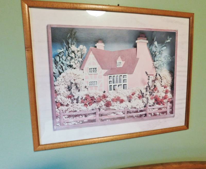 mirror and 2 framed art prints