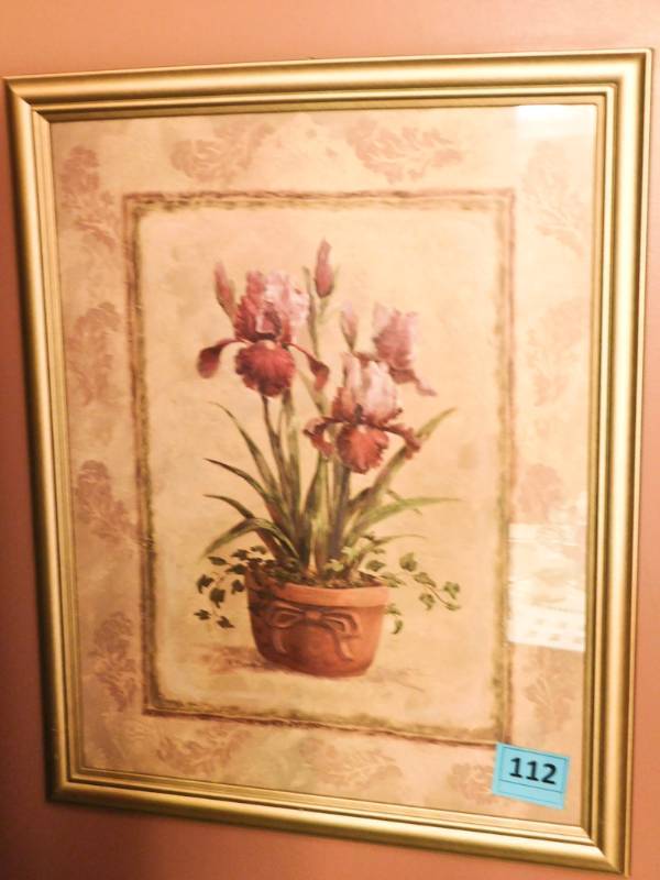 Framed Floral print signed V. Flasch