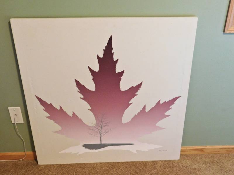 Silk screen on Canvas Maple tree Signed Tamarack
