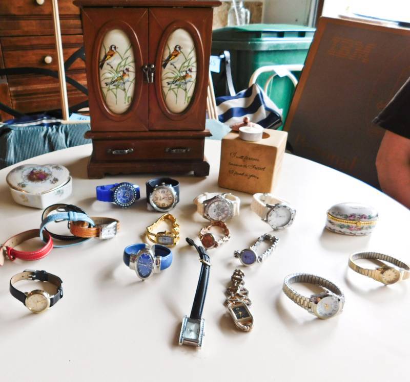 vintage jewelry box and watches