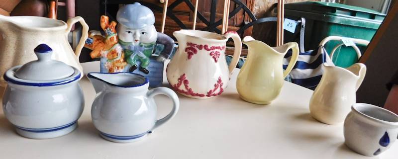 Humpty Dumpty teapot and pitchers