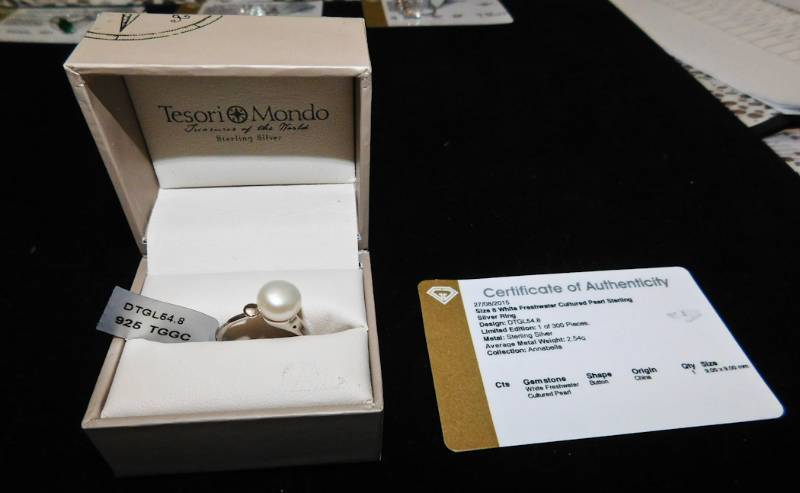 Sterling ring size 8 - Cultured freshwater pearl