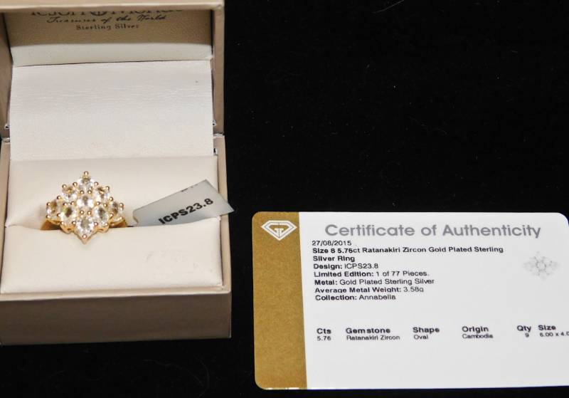 Gold Plated Sterling ring size 8  - Ratanakiri Zircon