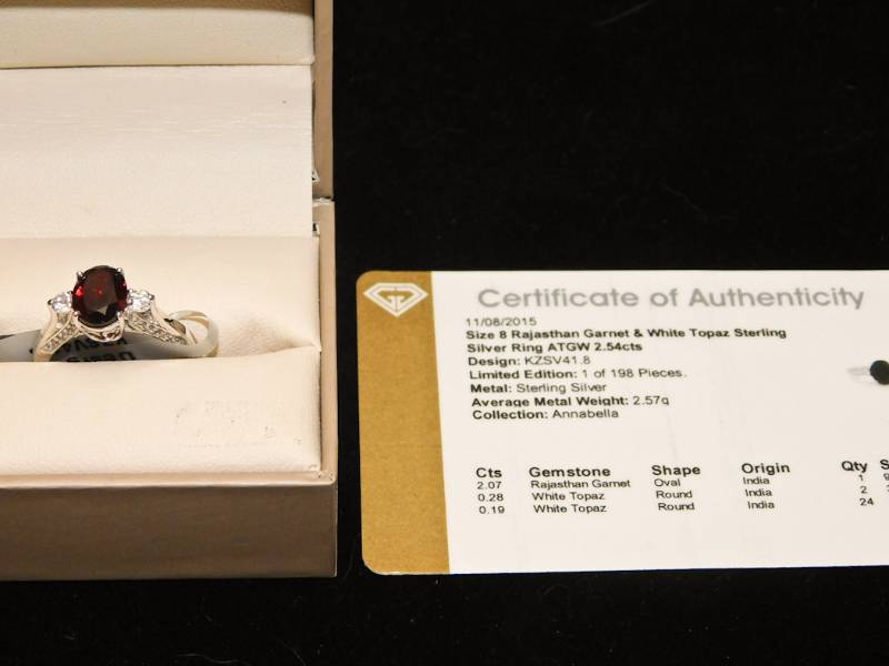 Sterling ring size 8  - Rajasthan Garnet & White Topaz