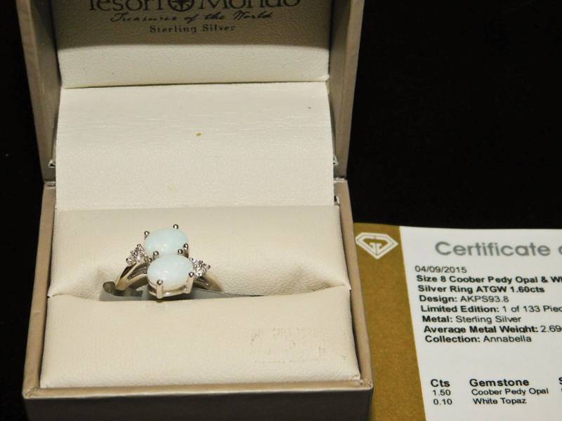 Sterling ring size 8  - Cobber PeddyOpal & White Topaz