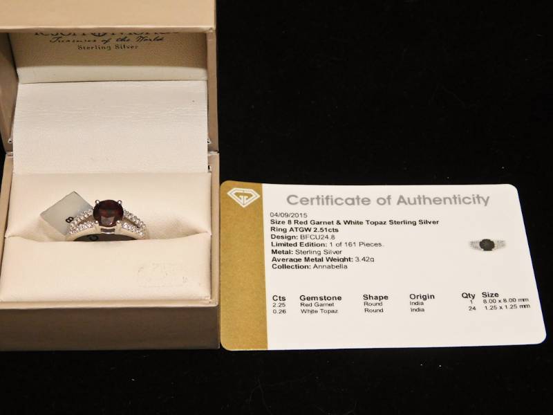 Sterling ring size 8  - Red Garnet & White Topaz