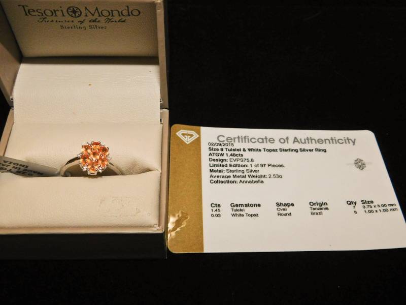 Sterling ring size 8  - Tulelel & white Topaz