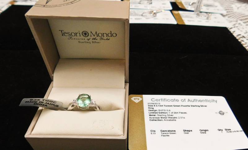 Sterling ring size 8  - Tuscon Green Fluorite