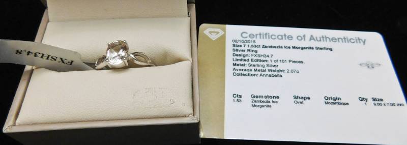 Sterling ring size 7  - Zambazia Ice Morganite