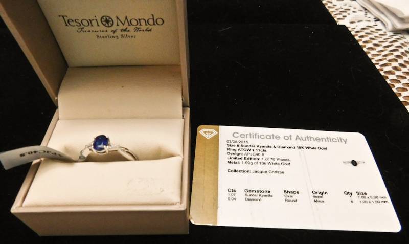 10K White Gold size 8 - Sundar Kyanite & Diamond
