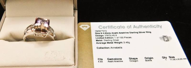 Sterling ring size 8  - Anahi Ametrine