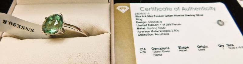 Sterling ring size 8  - Tuscon Green Fluorite