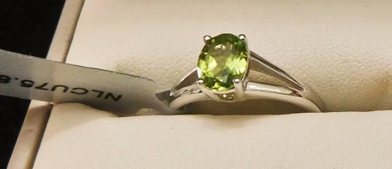 Sterling ring size 8  - Changbai Peridot & White Topaz