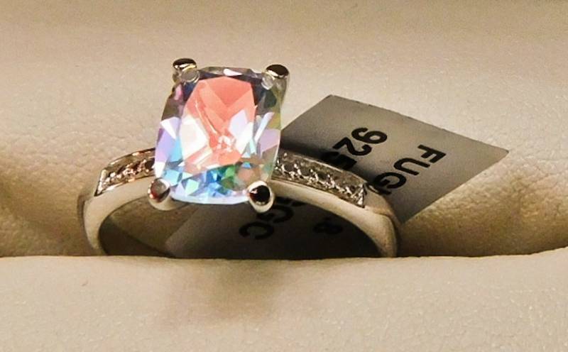 Sterling ring size 8  - Mercury Mystic Topaz