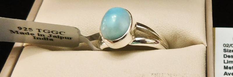 Sterling ring size 8  - Larimar