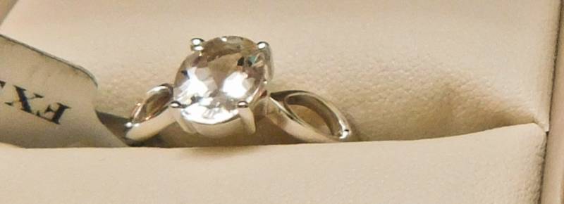Sterling ring size 8  - Zambezia Ice Morganite