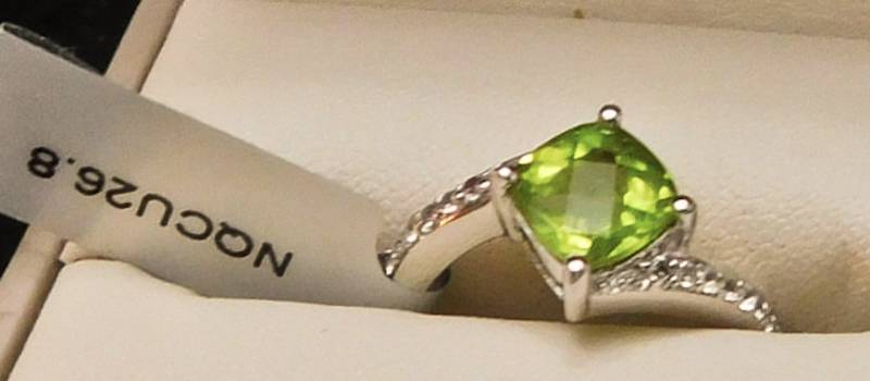 Sterling ring size 8  - Changbai Peridot & White Topaz