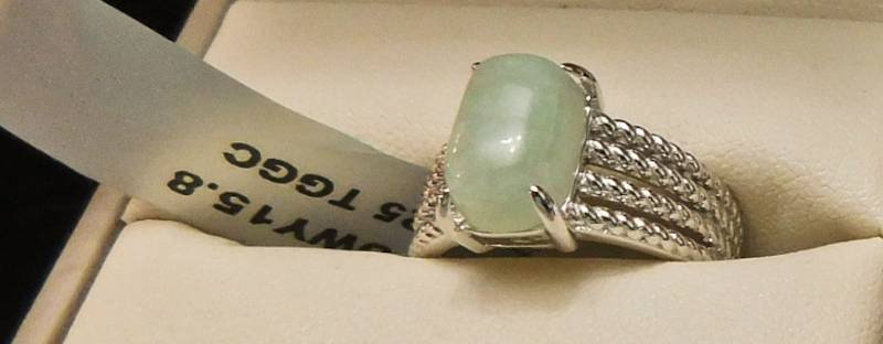 Sterling ring size 8  - Genuine Jade