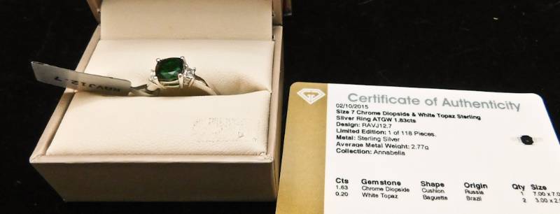 Sterling ring size 7  - Chrome Diopside & White Topaz