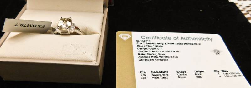 Sterling ring size 7  - Amareio Beryl & White Topaz