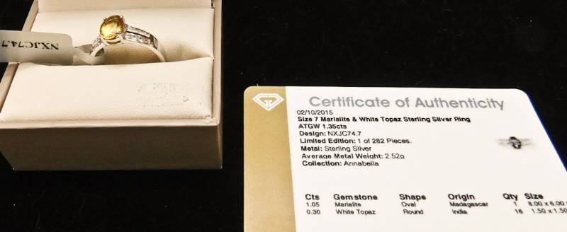 Sterling ring size 8  - Marialite & White Topaz