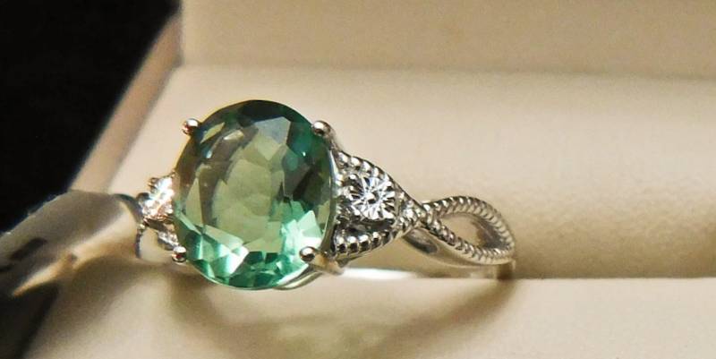 Sterling ring size 8  - Tuscon Green Fluorite