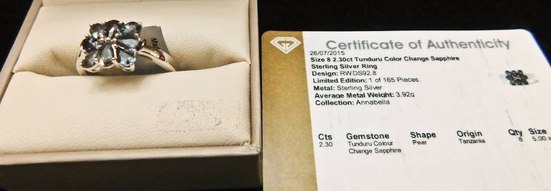 Sterling ring size 8  - Tunduru Color Change Sapphire