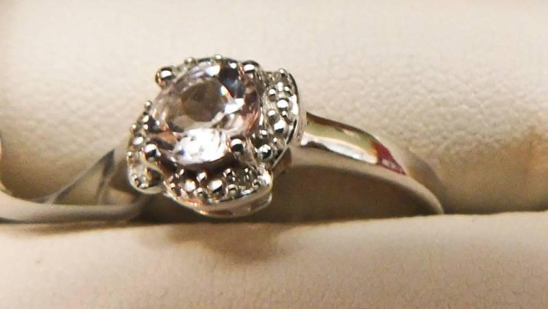 Sterling ring size 8  - Zambezia Ice Morganite & Diamond