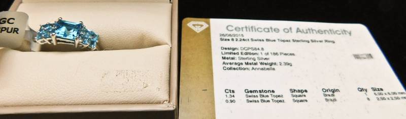 Sterling ring size 8  - Swiss Blue Topaz