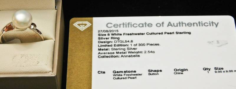 Sterling ring size 8 - Cultured freshwater pearl