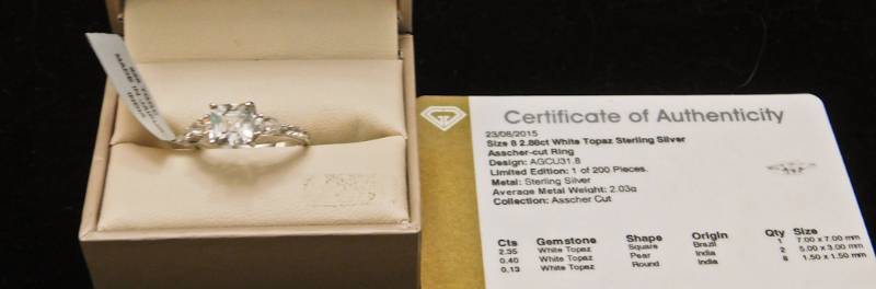 Sterling ring size 8  - White Topaz