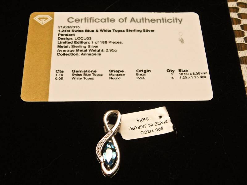 Sterling Pendant - Swiss Blue & White Topaz