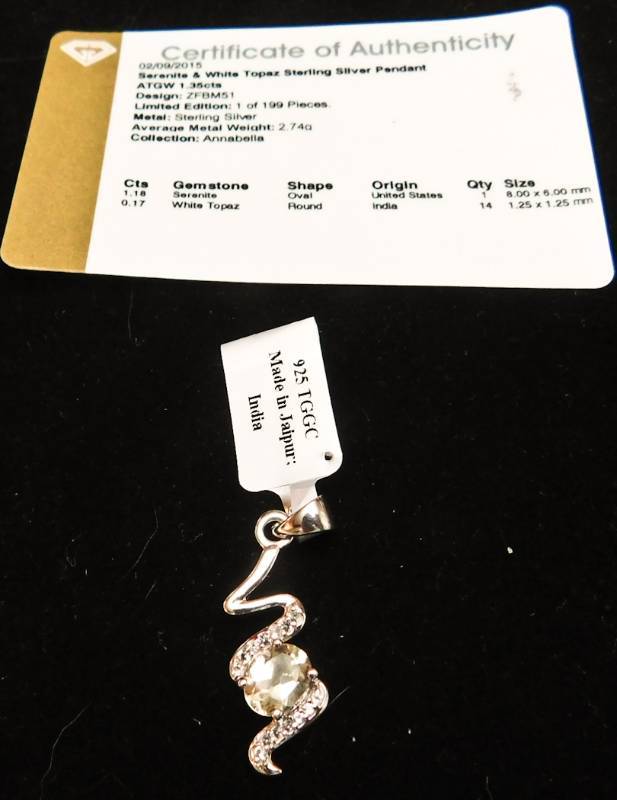 Sterling Pendant - Serenite & White Topaz