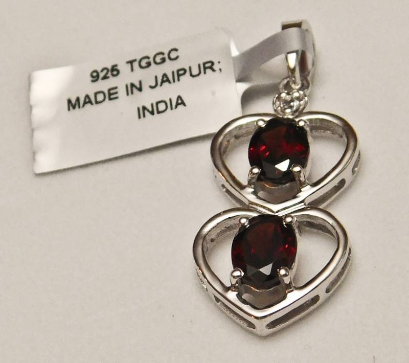 Sterling Pendant - Rajasthan Garnet & White Topaz