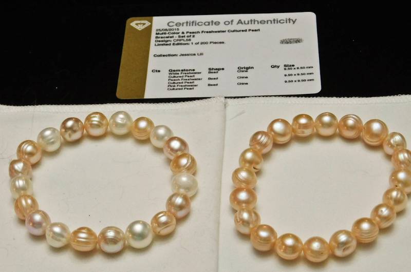 Multi-Color & Peach Freshwater Cultured Pearl Bracelet